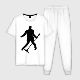 Мужская пижама хлопок с принтом Elvis Presley в Кировске, 100% хлопок | брюки и футболка прямого кроя, без карманов, на брюках мягкая резинка на поясе и по низу штанин
 | 