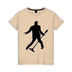 Женская футболка хлопок с принтом Elvis Presley в Кировске, 100% хлопок | прямой крой, круглый вырез горловины, длина до линии бедер, слегка спущенное плечо | 