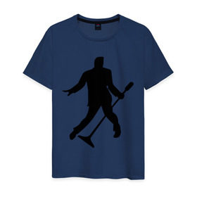 Мужская футболка хлопок с принтом Elvis Presley в Кировске, 100% хлопок | прямой крой, круглый вырез горловины, длина до линии бедер, слегка спущенное плечо. | 