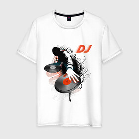 Мужская футболка хлопок с принтом DJ Black в Кировске, 100% хлопок | прямой крой, круглый вырез горловины, длина до линии бедер, слегка спущенное плечо. | dj | вертушки | винил | диджей | клуб