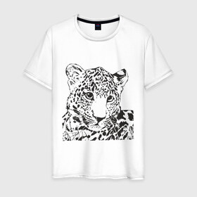 Мужская футболка хлопок с принтом Гепардик в Кировске, 100% хлопок | прямой крой, круглый вырез горловины, длина до линии бедер, слегка спущенное плечо. | гепард | животные | кошачьи | леопард | хищники