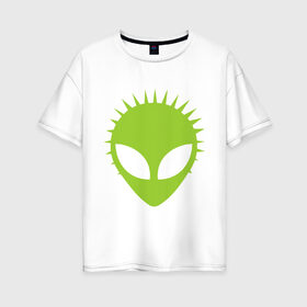 Женская футболка хлопок Oversize с принтом Гуманоид в Кировске, 100% хлопок | свободный крой, круглый ворот, спущенный рукав, длина до линии бедер
 | гуманоид | инопланетянин | летающая тарелка | нло | пришелец | пришельцы