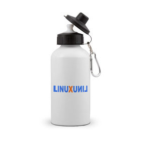 Бутылка спортивная с принтом Linux (7) в Кировске, металл | емкость — 500 мл, в комплекте две пластиковые крышки и карабин для крепления | linux | зеркальное отражение | линукс | надпись