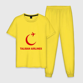 Мужская пижама хлопок с принтом Taliban airlines (2) в Кировске, 100% хлопок | брюки и футболка прямого кроя, без карманов, на брюках мягкая резинка на поясе и по низу штанин
 | airlines | taliban | авиалинии | полет | рейс | самолет | талибы