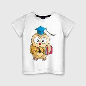 Детская футболка хлопок с принтом Сова (2) в Кировске, 100% хлопок | круглый вырез горловины, полуприлегающий силуэт, длина до линии бедер | 