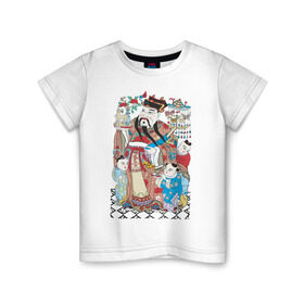 Детская футболка хлопок с принтом Китайские мотивы в Кировске, 100% хлопок | круглый вырез горловины, полуприлегающий силуэт, длина до линии бедер | древний китай | картина | китай | китайская семья | китайские мотивы