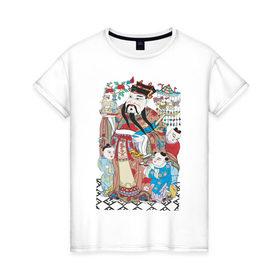 Женская футболка хлопок с принтом Китайские мотивы в Кировске, 100% хлопок | прямой крой, круглый вырез горловины, длина до линии бедер, слегка спущенное плечо | древний китай | картина | китай | китайская семья | китайские мотивы