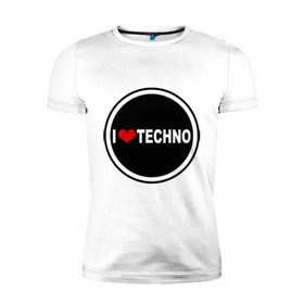 Мужская футболка премиум с принтом I love techno (2) в Кировске, 92% хлопок, 8% лайкра | приталенный силуэт, круглый вырез ворота, длина до линии бедра, короткий рукав | Тематика изображения на принте: 