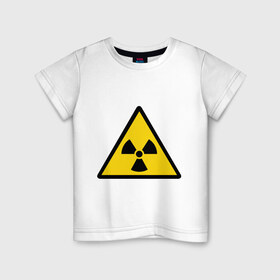 Детская футболка хлопок с принтом Эмблема (5) в Кировске, 100% хлопок | круглый вырез горловины, полуприлегающий силуэт, длина до линии бедер | radiation | знак | знак радиации | предупреждение | радиация | эмблема