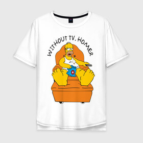 Мужская футболка хлопок Oversize с принтом Simpsons в Кировске, 100% хлопок | свободный крой, круглый ворот, “спинка” длиннее передней части | гомер