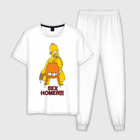 Мужская пижама хлопок с принтом Simpsons (2) в Кировске, 100% хлопок | брюки и футболка прямого кроя, без карманов, на брюках мягкая резинка на поясе и по низу штанин
 | Тематика изображения на принте: гомер