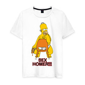 Мужская футболка хлопок с принтом Simpsons (2) в Кировске, 100% хлопок | прямой крой, круглый вырез горловины, длина до линии бедер, слегка спущенное плечо. | гомер