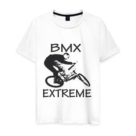 Мужская футболка хлопок с принтом Bmx extreme в Кировске, 100% хлопок | прямой крой, круглый вырез горловины, длина до линии бедер, слегка спущенное плечо. | 