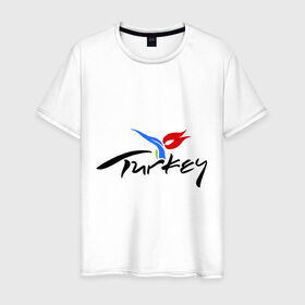 Мужская футболка хлопок с принтом Turkey в Кировске, 100% хлопок | прямой крой, круглый вырез горловины, длина до линии бедер, слегка спущенное плечо. | turkey | алания | анталья | белек | отдых в турции | отпуск в турции | турция