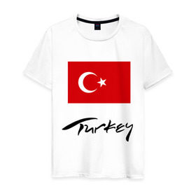 Мужская футболка хлопок с принтом Turkey (2) в Кировске, 100% хлопок | прямой крой, круглый вырез горловины, длина до линии бедер, слегка спущенное плечо. | Тематика изображения на принте: turkey | алания | анталья | белек | отдых в турции | отпуск в турции | турецкий флаг | турция | флаг турции
