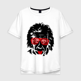 Мужская футболка хлопок Oversize с принтом Einstein (2) в Кировске, 100% хлопок | свободный крой, круглый ворот, “спинка” длиннее передней части | club | einstein | жалюзи | клуб | очки жалюзи | портрет | эйнштейн