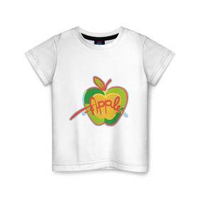 Детская футболка хлопок с принтом Apple (3) в Кировске, 100% хлопок | круглый вырез горловины, полуприлегающий силуэт, длина до линии бедер | Тематика изображения на принте: apple | яблоко | яблочко