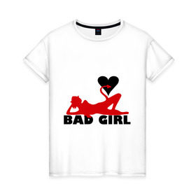 Женская футболка хлопок с принтом Bad girl with heart в Кировске, 100% хлопок | прямой крой, круглый вырез горловины, длина до линии бедер, слегка спущенное плечо | 