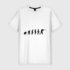 Мужская футболка премиум с принтом Hunter evolution в Кировске, 92% хлопок, 8% лайкра | приталенный силуэт, круглый вырез ворота, длина до линии бедра, короткий рукав | 