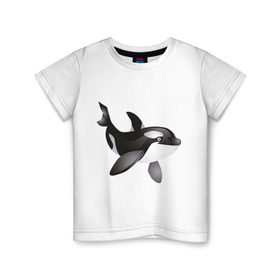 Детская футболка хлопок с принтом Дельфинчик в Кировске, 100% хлопок | круглый вырез горловины, полуприлегающий силуэт, длина до линии бедер | дельфин | дельфинчик