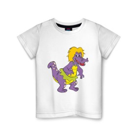 Детская футболка хлопок с принтом Динозаврик в Кировске, 100% хлопок | круглый вырез горловины, полуприлегающий силуэт, длина до линии бедер | динозавр | динозаврик | дракон. дракончик