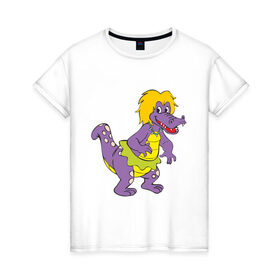 Женская футболка хлопок с принтом Динозаврик в Кировске, 100% хлопок | прямой крой, круглый вырез горловины, длина до линии бедер, слегка спущенное плечо | динозавр | динозаврик | дракон. дракончик