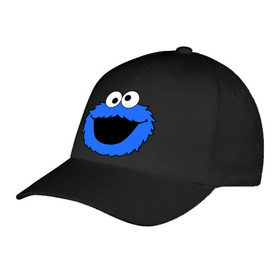 Бейсболка с принтом Cookie Monster face в Кировске, 100% хлопок | классический козырек, металлическая застежка-регулятор размера | cookie monster | куки монстр | сезам | улица сезам
