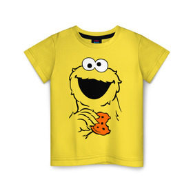 Детская футболка хлопок с принтом Cookie monsters - с печеньем в Кировске, 100% хлопок | круглый вырез горловины, полуприлегающий силуэт, длина до линии бедер | cookie monster | куки монстр | сезам | улица сезам