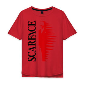 Мужская футболка хлопок Oversize с принтом Аль Пачино - Scarface (black) в Кировске, 100% хлопок | свободный крой, круглый ворот, “спинка” длиннее передней части | scarface | аль | лицо со шрамом | пачино