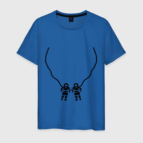 Мужская футболка хлопок с принтом Космонавты в Кировске, 100% хлопок | прямой крой, круглый вырез горловины, длина до линии бедер, слегка спущенное плечо. | 
