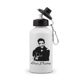 Бутылка спортивная с принтом Elvis Presley (2) в Кировске, металл | емкость — 500 мл, в комплекте две пластиковые крышки и карабин для крепления | гитара