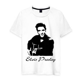 Мужская футболка хлопок с принтом Elvis Presley (2) в Кировске, 100% хлопок | прямой крой, круглый вырез горловины, длина до линии бедер, слегка спущенное плечо. | гитара