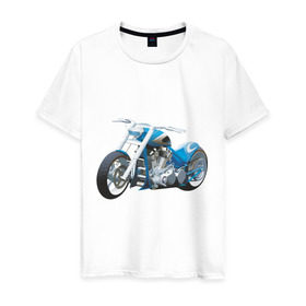 Мужская футболка хлопок с принтом Мотоцикл в Кировске, 100% хлопок | прямой крой, круглый вырез горловины, длина до линии бедер, слегка спущенное плечо. | motocycle | байк | байкерам | для байкеров | мото | мотоцикл