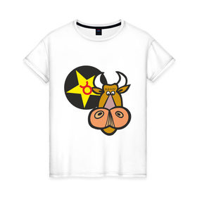 Женская футболка хлопок с принтом Телец (9) в Кировске, 100% хлопок | прямой крой, круглый вырез горловины, длина до линии бедер, слегка спущенное плечо | 