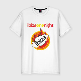 Мужская футболка премиум с принтом Ibiza one night в Кировске, 92% хлопок, 8% лайкра | приталенный силуэт, круглый вырез ворота, длина до линии бедра, короткий рукав | ibiza | one night | ибица | фестиваль | электронная музыка