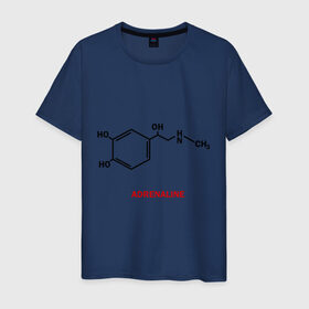 Мужская футболка хлопок с принтом Адреналин в Кировске, 100% хлопок | прямой крой, круглый вырез горловины, длина до линии бедер, слегка спущенное плечо. | adrenaline | адреналин | формула | химическая формула | химия