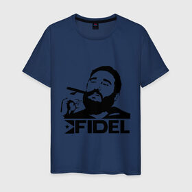 Мужская футболка хлопок с принтом Фидель Кастро в Кировске, 100% хлопок | прямой крой, круглый вырез горловины, длина до линии бедер, слегка спущенное плечо. | кастро | куба | лидер | предводитель | свобода | фидель