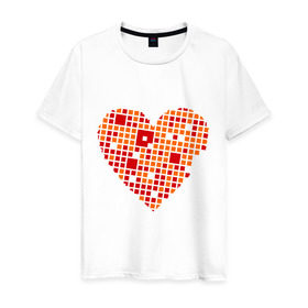 Мужская футболка хлопок с принтом Сердце из квадратиков в Кировске, 100% хлопок | прямой крой, круглый вырез горловины, длина до линии бедер, слегка спущенное плечо. | квадрат | квадратики | сердечко | сердце