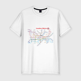 Мужская футболка премиум с принтом London metro в Кировске, 92% хлопок, 8% лайкра | приталенный силуэт, круглый вырез ворота, длина до линии бедра, короткий рукав | london | london metro | metro | карта метро | карта метро лондона | лондон метро | лондонский метрополитен | лондонское метро | метро | метро в лондоне | метро лондона | метрополитен лондона