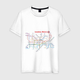 Мужская футболка хлопок с принтом London metro в Кировске, 100% хлопок | прямой крой, круглый вырез горловины, длина до линии бедер, слегка спущенное плечо. | Тематика изображения на принте: london | london metro | metro | карта метро | карта метро лондона | лондон метро | лондонский метрополитен | лондонское метро | метро | метро в лондоне | метро лондона | метрополитен лондона