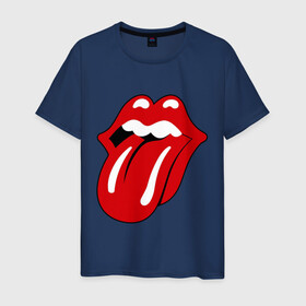 Мужская футболка хлопок с принтом Rolling Stones язык в Кировске, 100% хлопок | прямой крой, круглый вырез горловины, длина до линии бедер, слегка спущенное плечо. | Тематика изображения на принте: rolling stones
