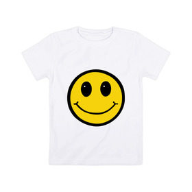 Детская футболка хлопок с принтом Смайл - улыбка в Кировске, 100% хлопок | круглый вырез горловины, полуприлегающий силуэт, длина до линии бедер | smile | рожица | смайл | смайлик | улыбка | улыбочка