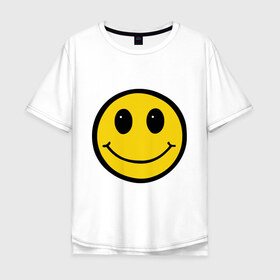 Мужская футболка хлопок Oversize с принтом Смайл - улыбка в Кировске, 100% хлопок | свободный крой, круглый ворот, “спинка” длиннее передней части | smile | рожица | смайл | смайлик | улыбка | улыбочка
