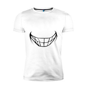 Мужская футболка премиум с принтом Зубастая улыбка в Кировске, 92% хлопок, 8% лайкра | приталенный силуэт, круглый вырез ворота, длина до линии бедра, короткий рукав | зубы | рот | улыбка