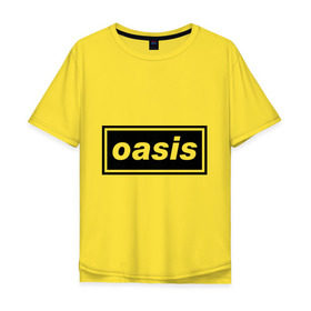 Мужская футболка хлопок Oversize с принтом Oasis логотип в Кировске, 100% хлопок | свободный крой, круглый ворот, “спинка” длиннее передней части | Тематика изображения на принте: metal | oasis | лого | лого oasis | метал | символика oasis | эмблема  oasis