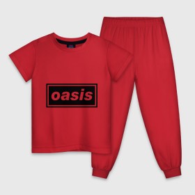 Детская пижама хлопок с принтом Oasis логотип в Кировске, 100% хлопок |  брюки и футболка прямого кроя, без карманов, на брюках мягкая резинка на поясе и по низу штанин
 | metal | oasis | лого | лого oasis | метал | символика oasis | эмблема  oasis
