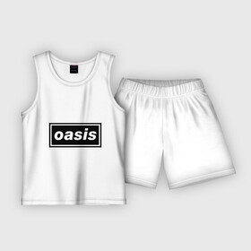 Детская пижама с шортами хлопок с принтом Oasis логотип в Кировске,  |  | metal | oasis | лого | лого oasis | метал | символика oasis | эмблема  oasis