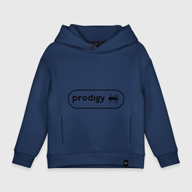 Детское худи Oversize хлопок с принтом Prodigy лого с муравьем в Кировске, френч-терри — 70% хлопок, 30% полиэстер. Мягкий теплый начес внутри —100% хлопок | боковые карманы, эластичные манжеты и нижняя кромка, капюшон на магнитной кнопке | prodigy | логотип | продиджи | электронная музыка