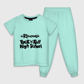 Детская пижама хлопок с принтом Ramones - Rock n Roll High School в Кировске, 100% хлопок |  брюки и футболка прямого кроя, без карманов, на брюках мягкая резинка на поясе и по низу штанин
 | punk | ramones | rock | rock n roll high school | панк | песни | рамоунз | рок