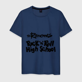 Мужская футболка хлопок с принтом Ramones - Rock n Roll High School в Кировске, 100% хлопок | прямой крой, круглый вырез горловины, длина до линии бедер, слегка спущенное плечо. | Тематика изображения на принте: punk | ramones | rock | rock n roll high school | панк | песни | рамоунз | рок